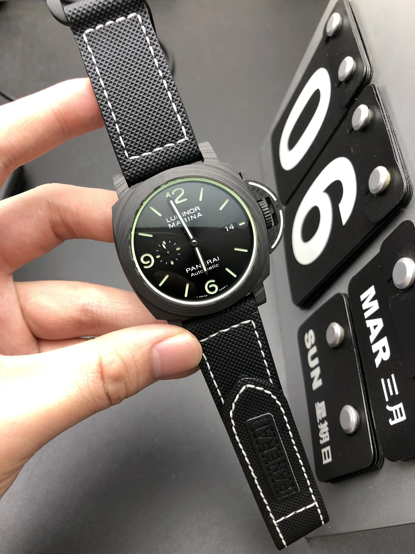 CBD Factory Panerai Luminor Marina 44mm Black Dial Luminous Arabic Numerals Black Sportech Strap Smooth Bezel(PAM01118) 1:1 Super Clone – DDP.9010 Movement SportInspired 377